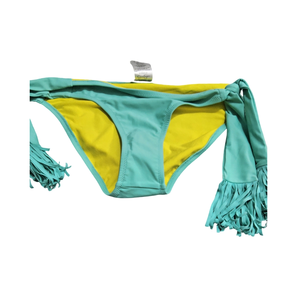 New Jessica Simpson Blue/greenish and Yellow Fringe Swim Bikin Bottom size med - Picture 2 of 7
